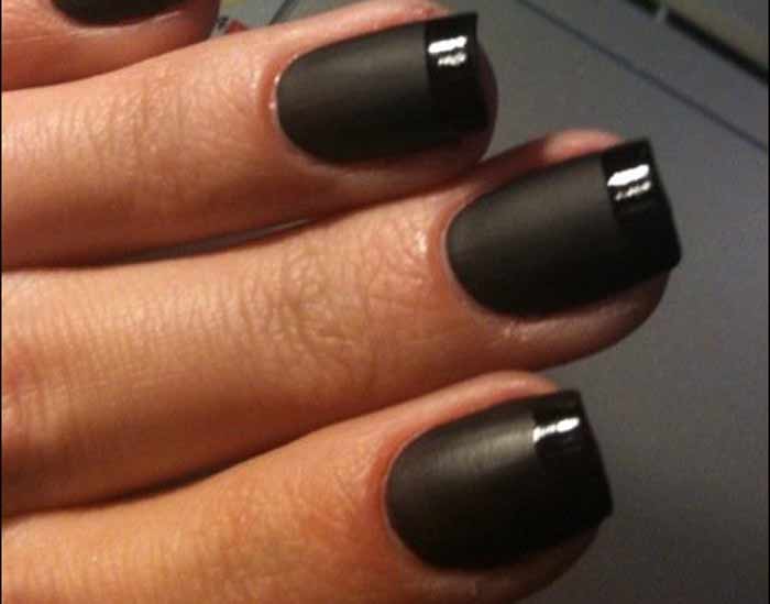 Black French ManicureTip Nails Black And White Pin